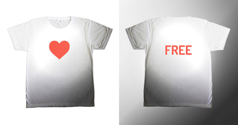 SUN red heart/free | allover T - PL401 Sublimation Tshirt - American Apparel - ΚΑΛΟ Shop - 1