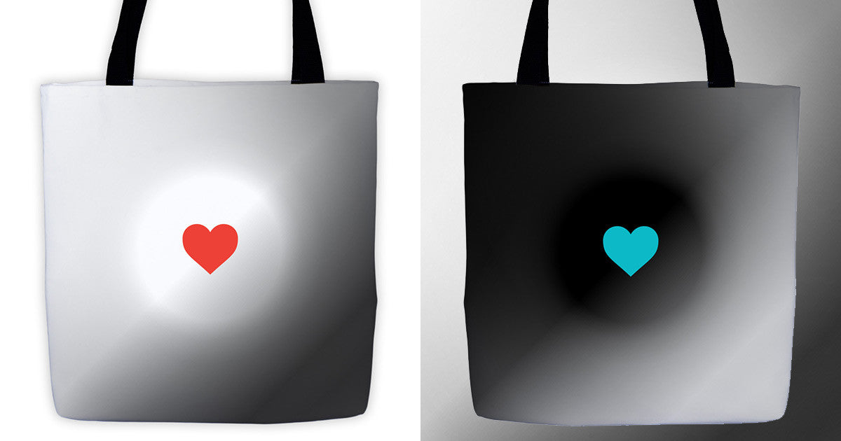 SUNNON red/cyan heart | Allover Tote - All-Over Tote 15x15 in - Printful - ΚΑΛΟ Shop - 1